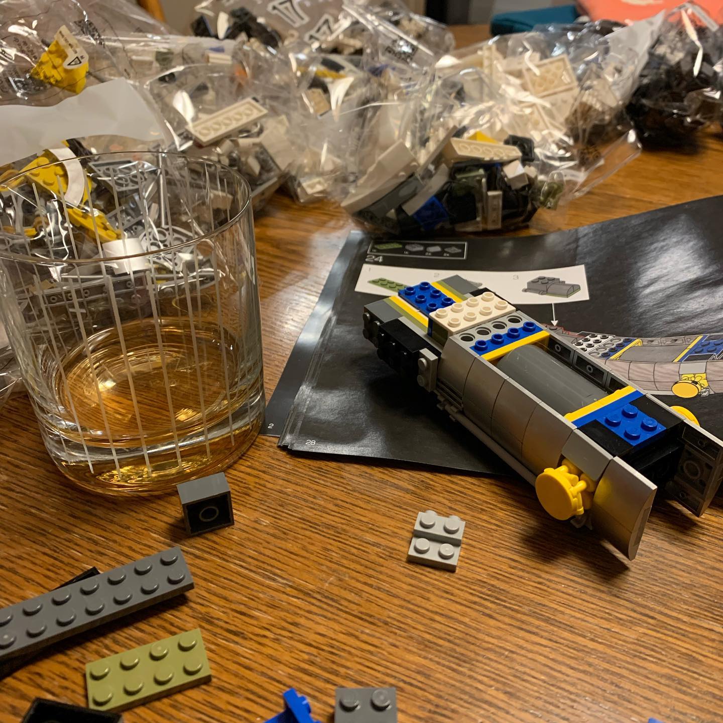 Adulting so hard on a Friday evening. Whisky and Lego. My wonderful and lovely wife got me the new @lego Space Shuttle with Hubble telescope. #adult #lego #whisky