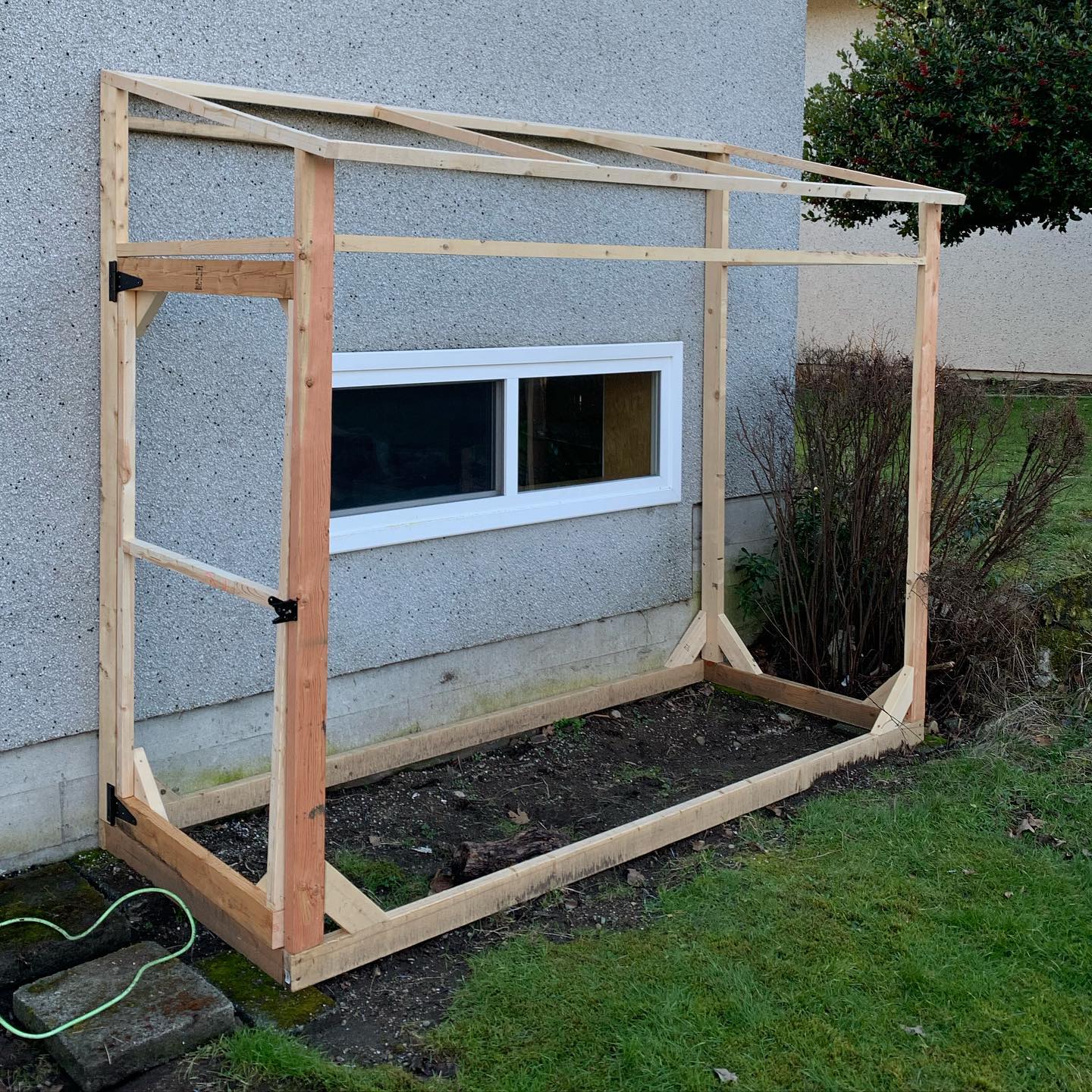 Made more progress on my latest backyard project. This time it’s a catio for @jon.snow.the.cat.yyj He’s a bit wild at times and we think he’ll enjoy more fresh air and an improved bird watching location.  Roofing, mesh sides, rock filled flooring then decorate! #catio