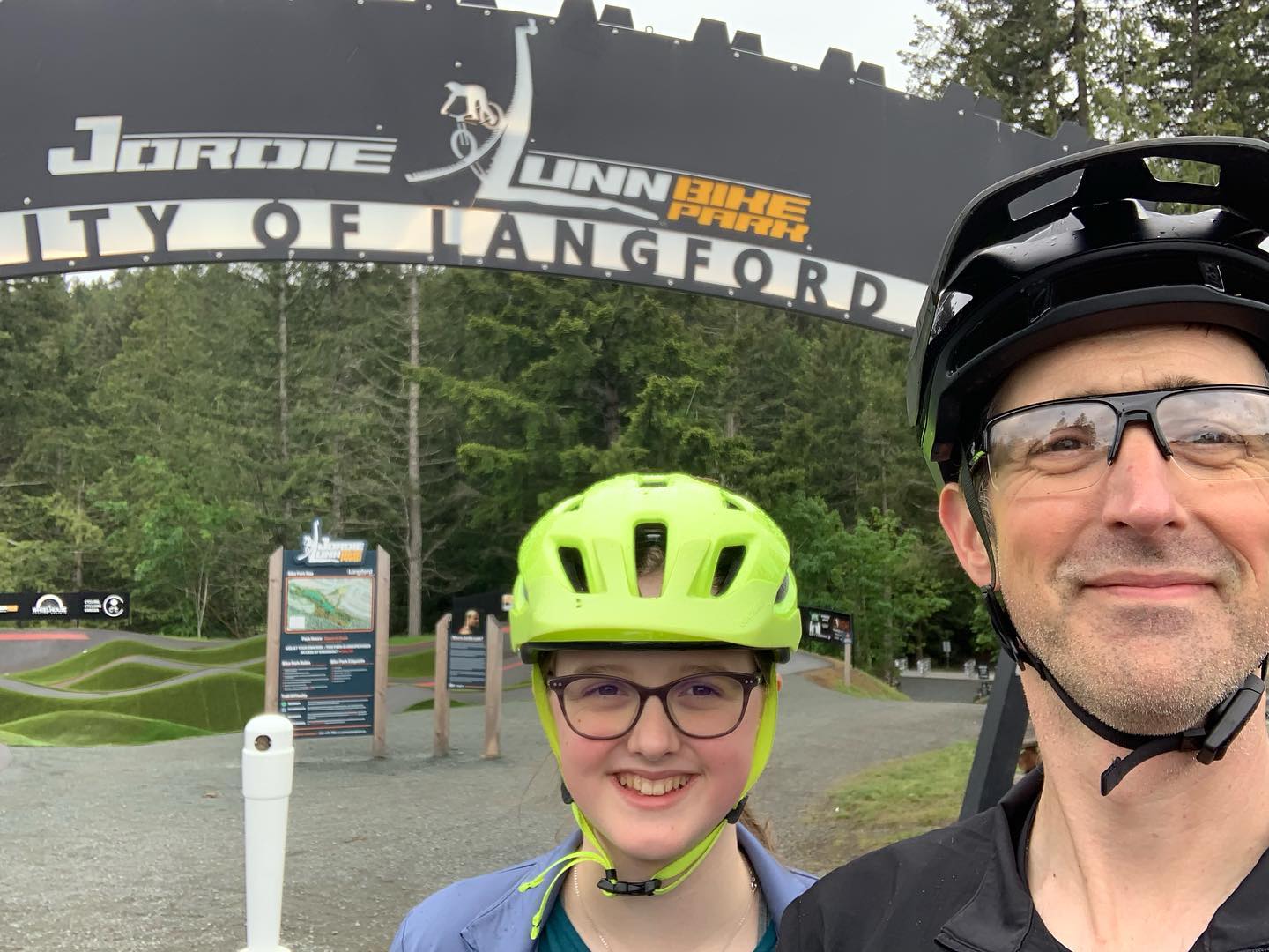 Today A and I went to check out the @jordielunnbikepark Gold Rush was a lot of fun. I’m looking forward to trying the rest of the trails sometime. #mtbvi #yyj #mountainbiking #bikesarefun
